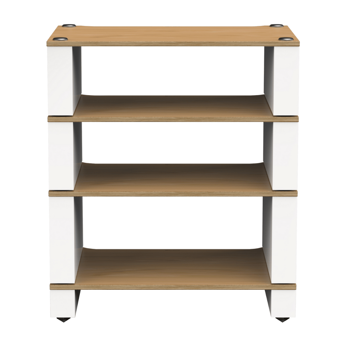 Blok Stax 2g 4-tier Hi-Fi rack #Colour_Satin White & Natural Ash Plywood