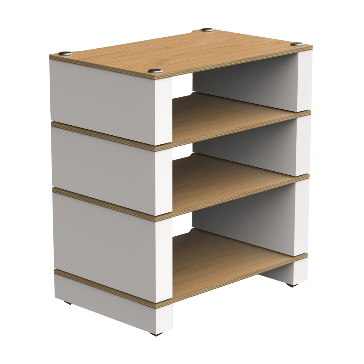 Blok Stax 2g 4-tier Hi-Fi rack #Colour_Satin White & Natural Ash Plywood