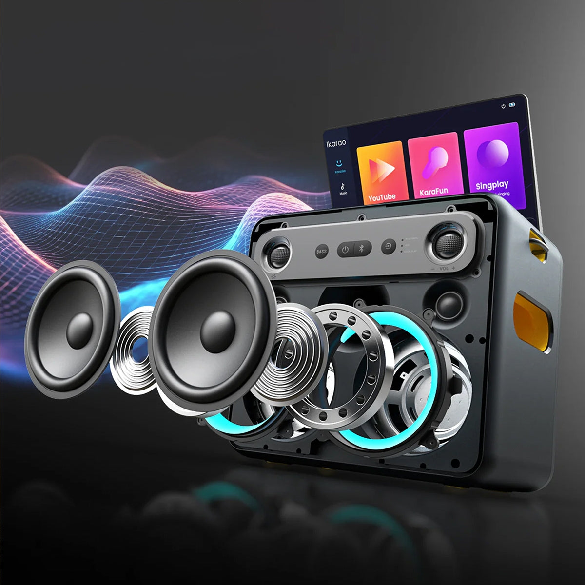 Ikarao Break X2 Portable 600W Karaoke Speakers with 10” Touch Screen Display | Ikarao | Break X2 | Ikarao Break X2 | Portable Karaoke Speakers