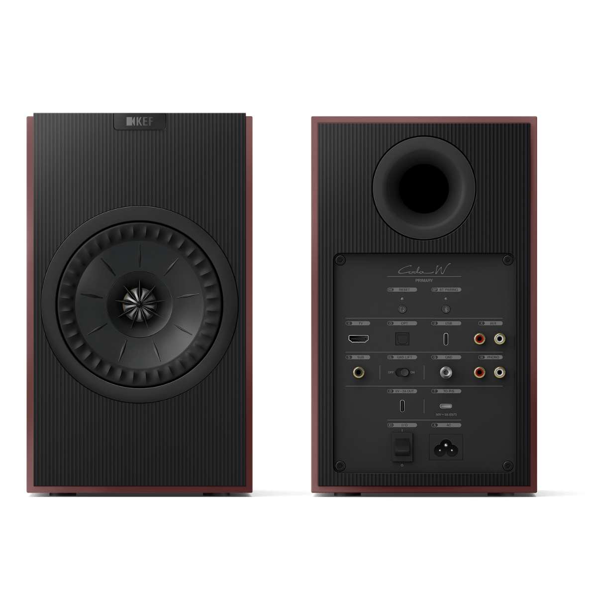 KEF Coda W Active Speakers #colour_Vintage Burgundy