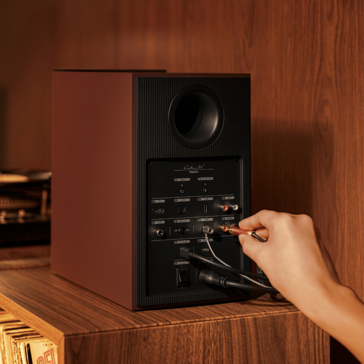 KEF Coda W Active Speakers #colour_Vintage Burgundy
