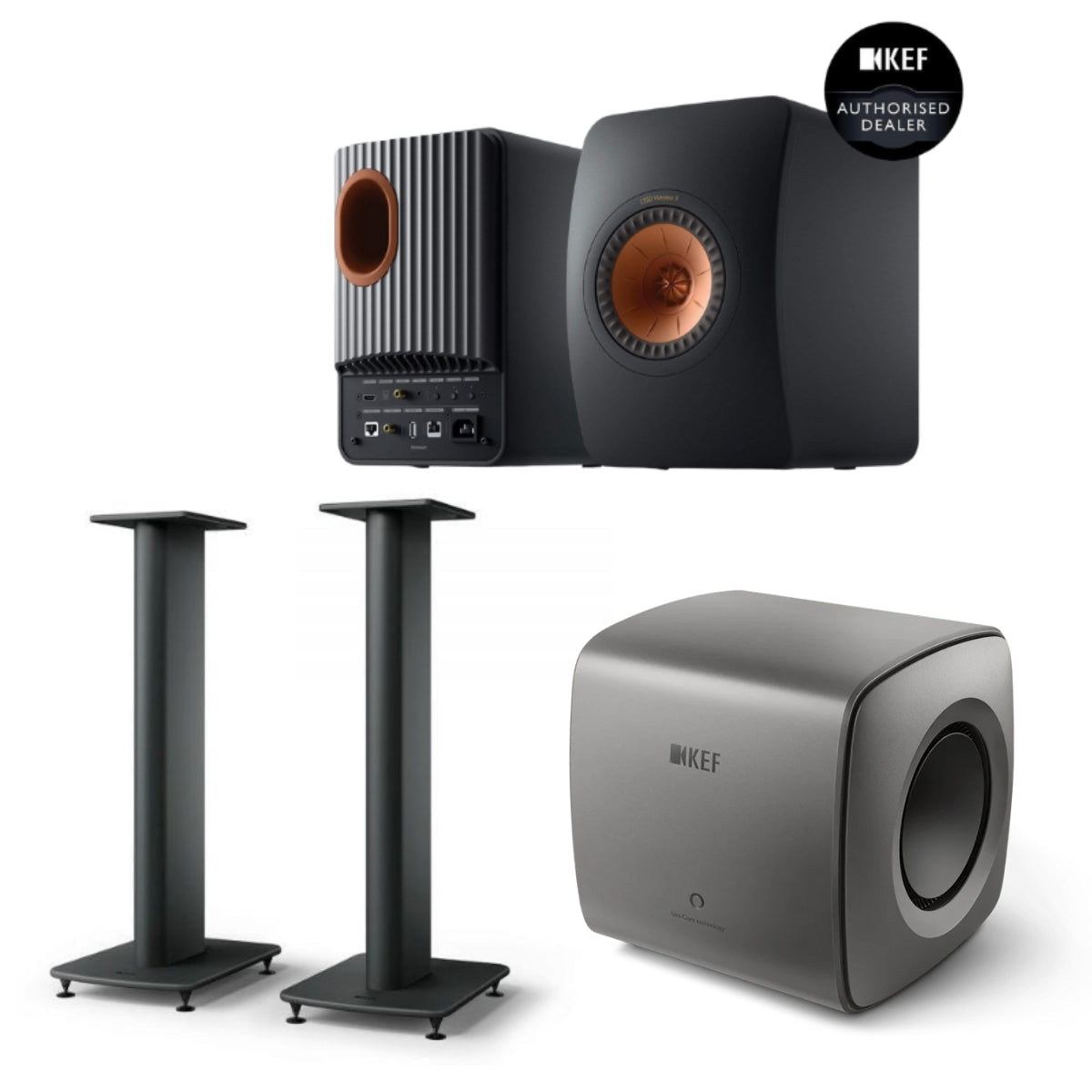 KEF LS50 Wireless II + KC62 Sub + S2 Stands Bundle