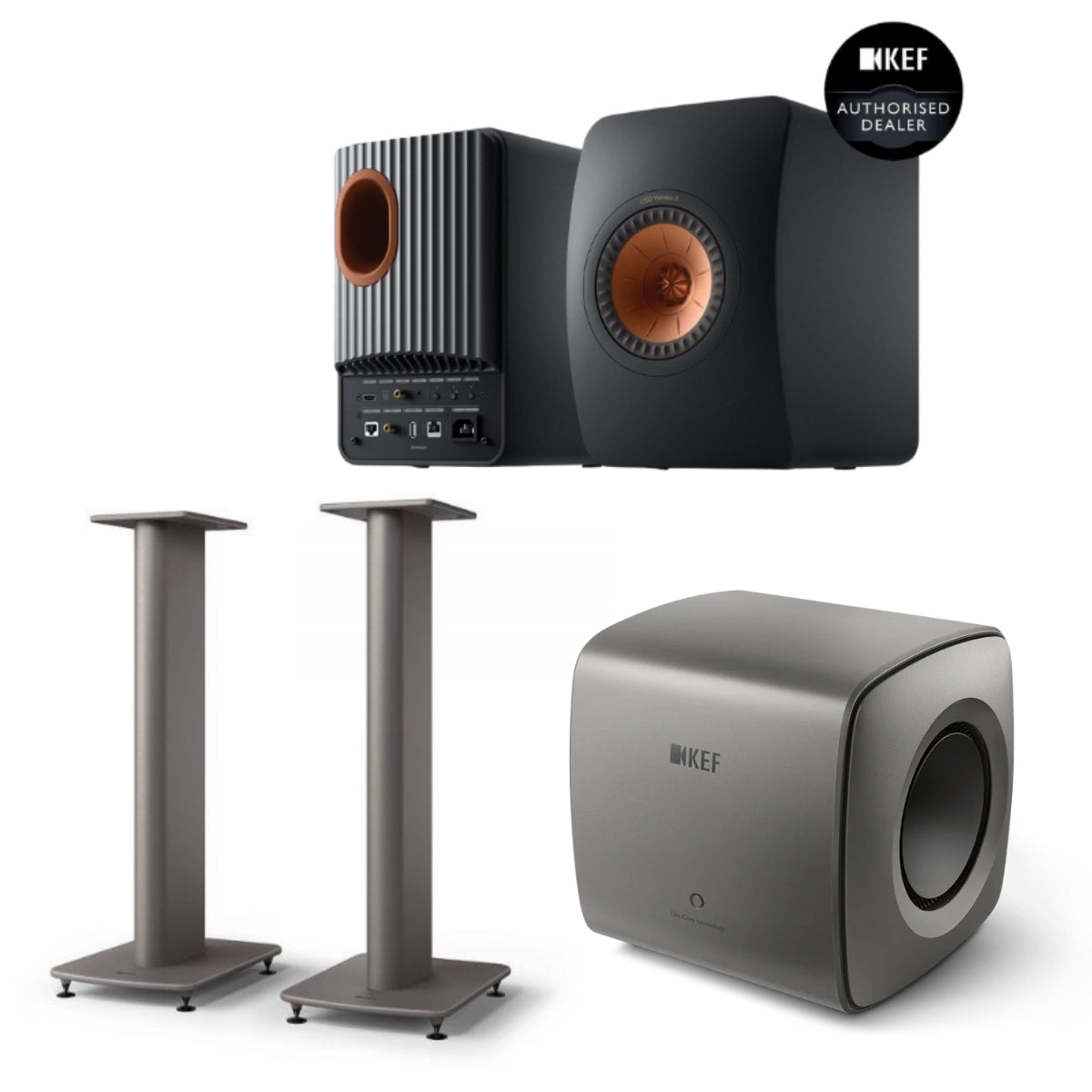 KEF LS50 Wireless II + KC62 Sub + S2 Stands Bundle