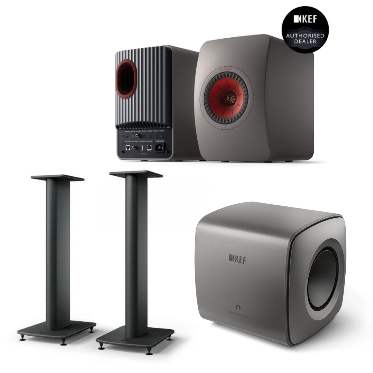 KEF LS50 Wireless II + KC62 Sub + S2 Stands Bundle