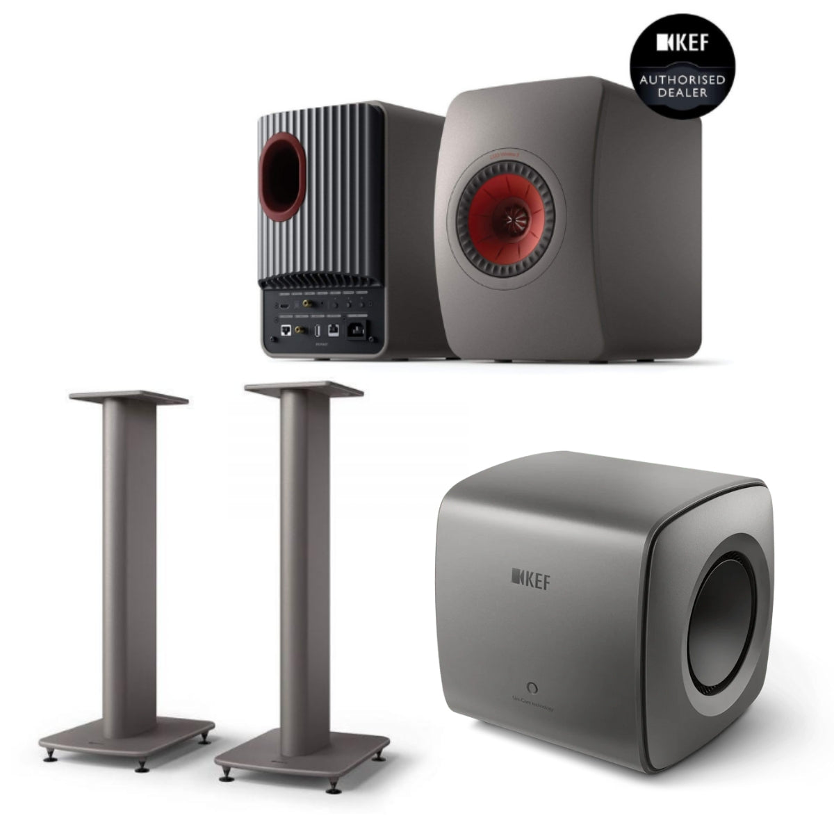 KEF LS50 Wireless II + KC62 Sub + S2 Stands Bundle