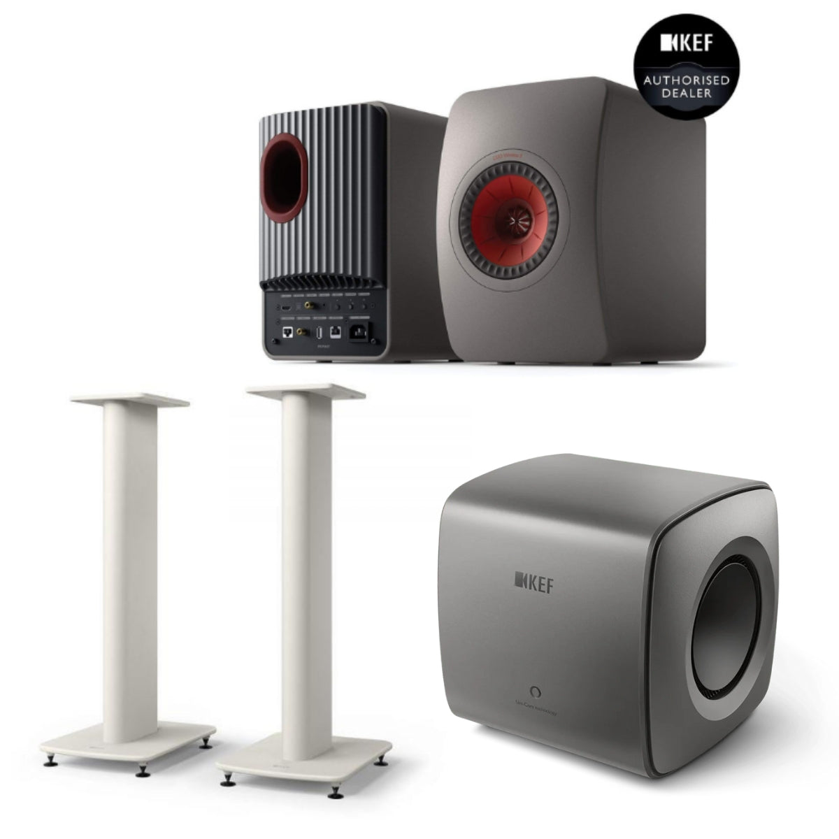 KEF LS50 Wireless II + KC62 Sub + S2 Stands Bundle