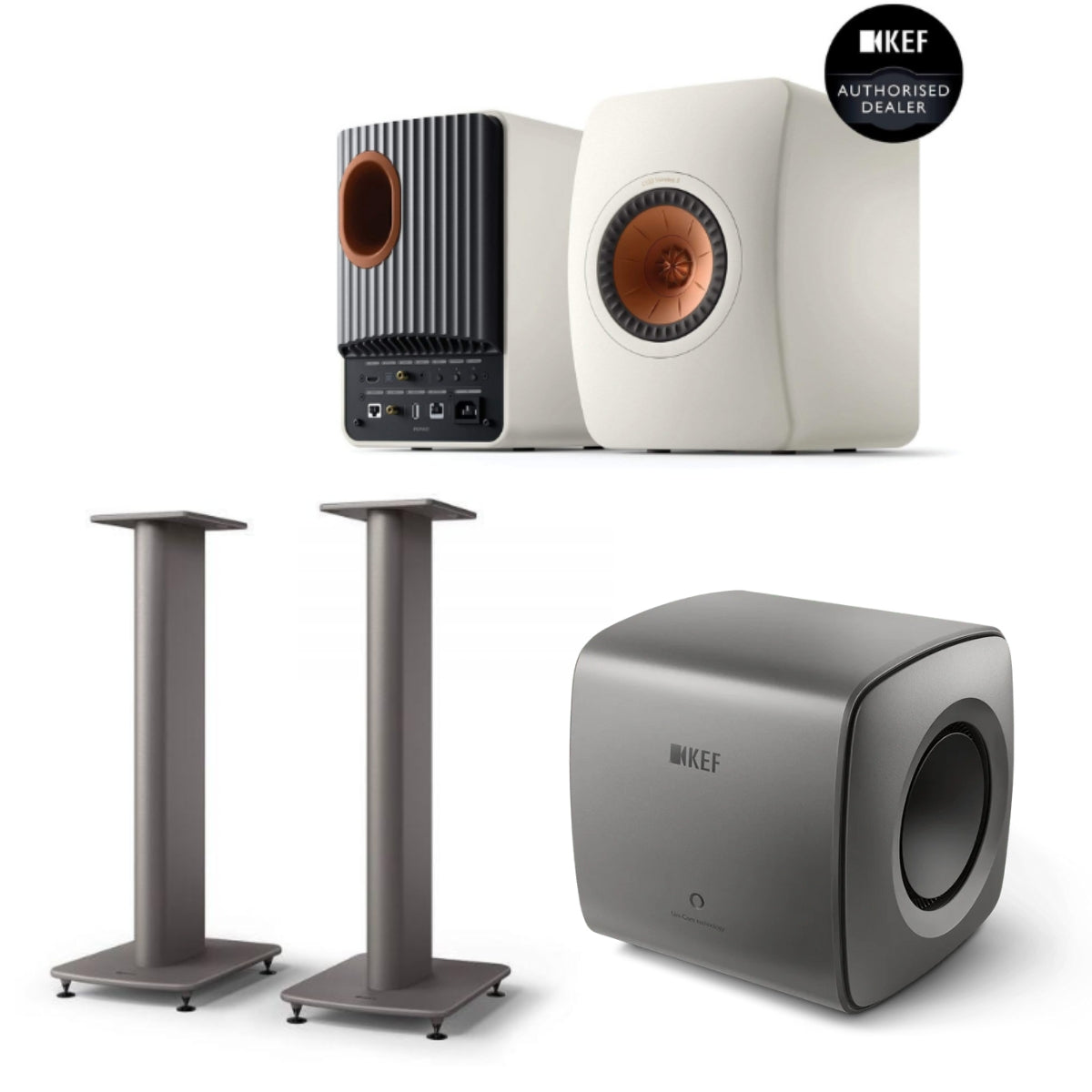 KEF LS50 Wireless II + KC62 Sub + S2 Stands Bundle