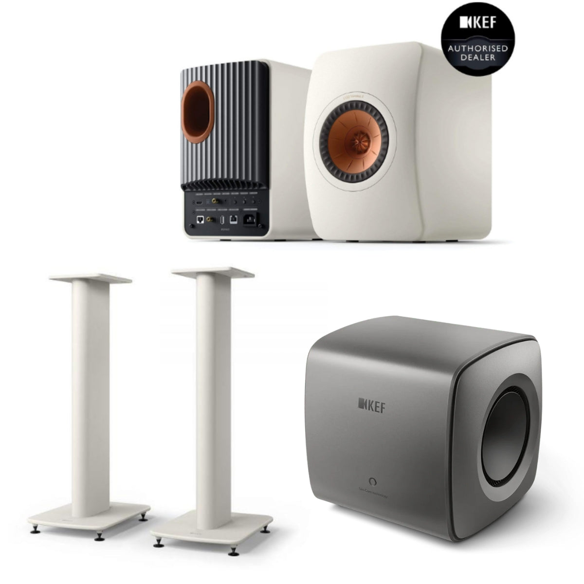 KEF LS50 Wireless II + KC62 Sub + S2 Stands Bundle