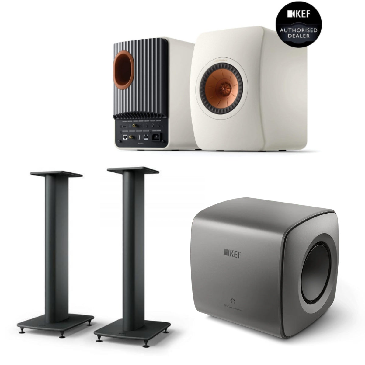 KEF LS50 Wireless II + KC62 Sub + S2 Stands Bundle