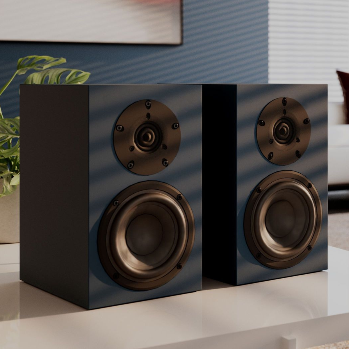 Krix Equinox Evara Bookshelf Speakers Studio Navy Life Style