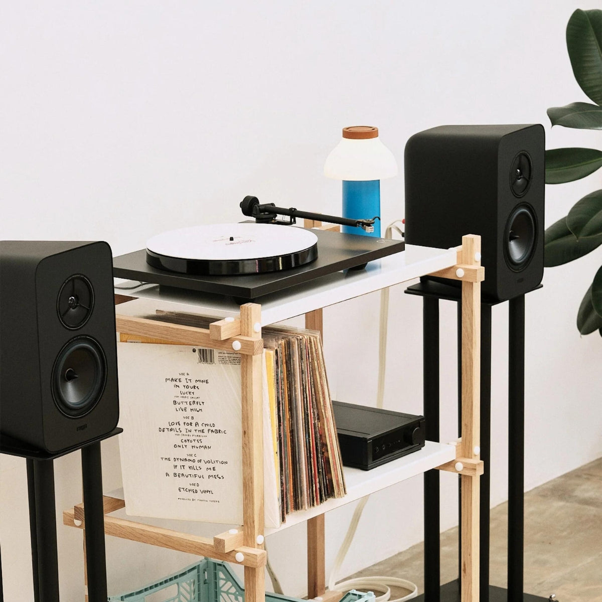 Rega System One Hi-Fi Pack Side angle scandinavian living room