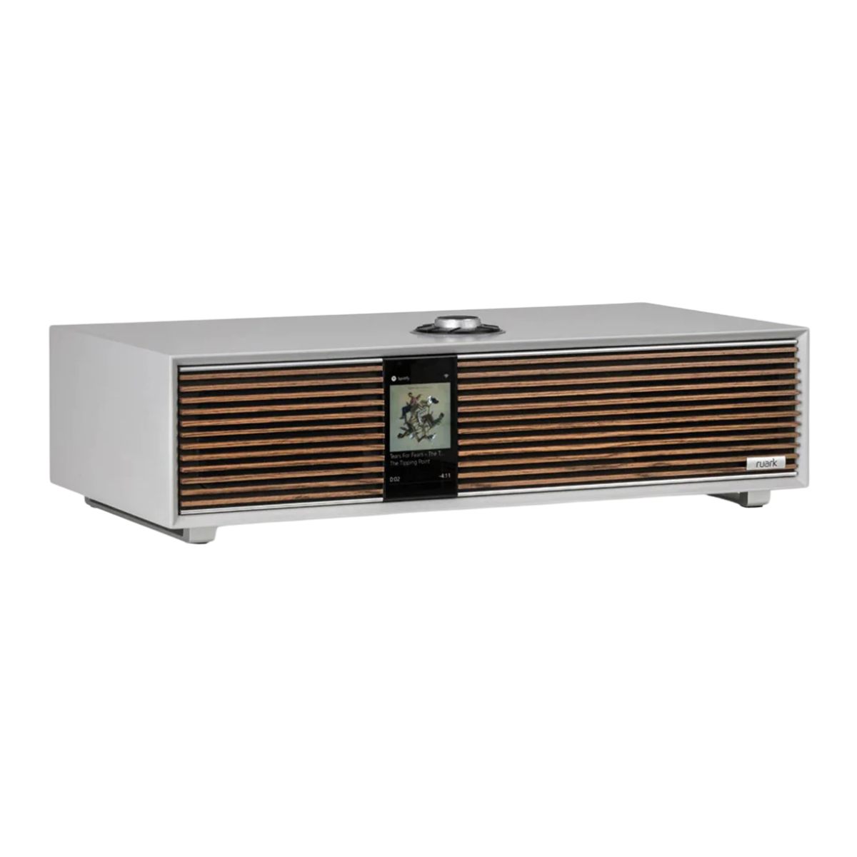 Ruark Audio R410 Wireless Music System #colour_Soft Grey with Walnut Grille