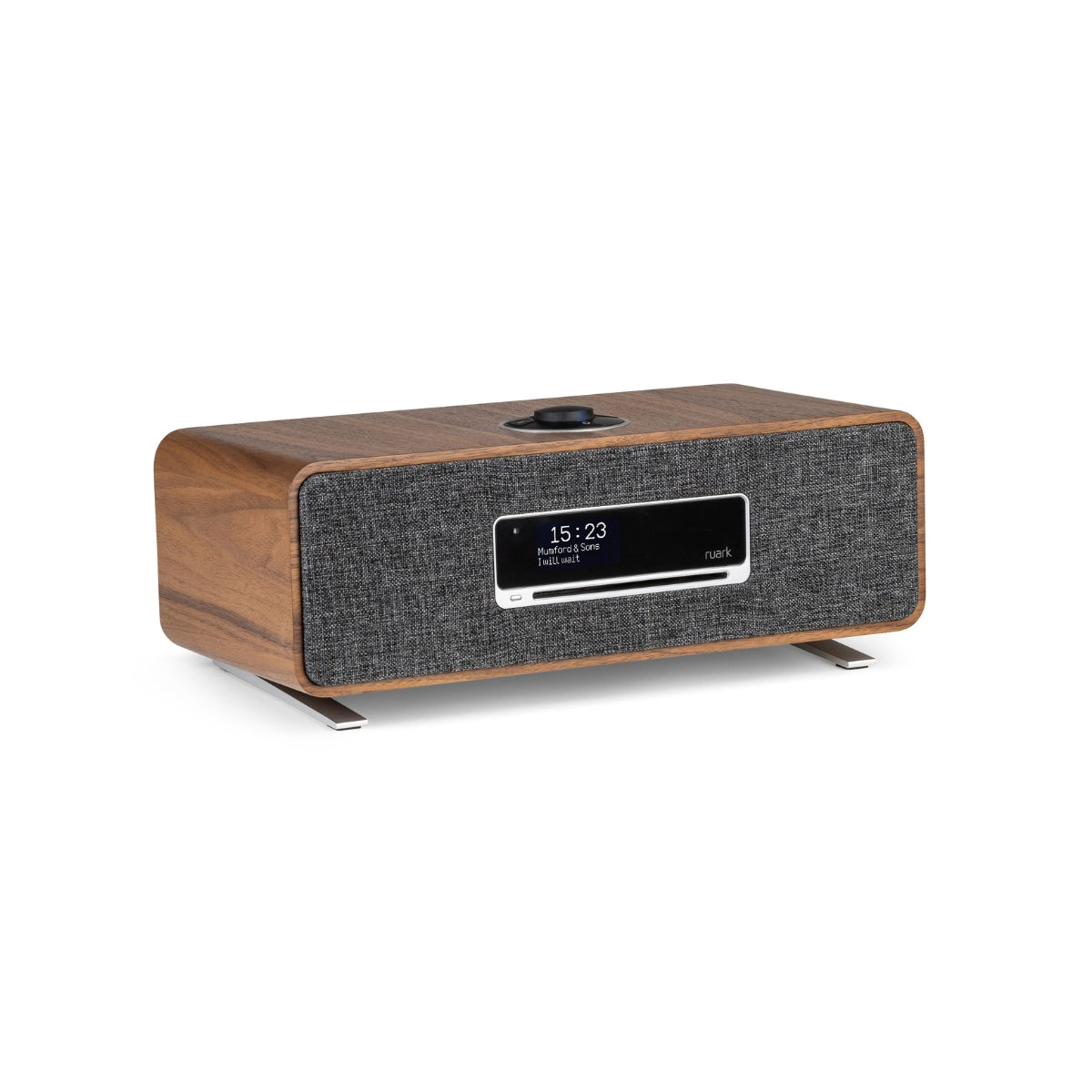 Ruark R3s Wireless Music System | Ruark Audio #colour_Rich Walnut veneer with slate grey fabric grille