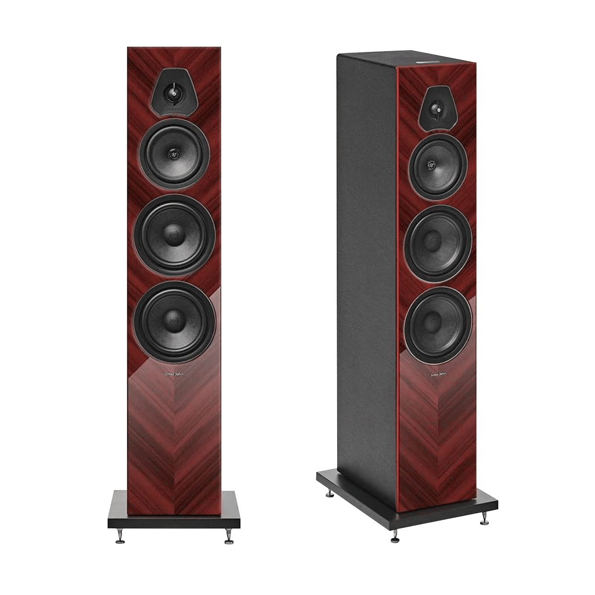 Sonus Faber Lumina V Amator Floorstanding Speakers #colour_red wood & black leather