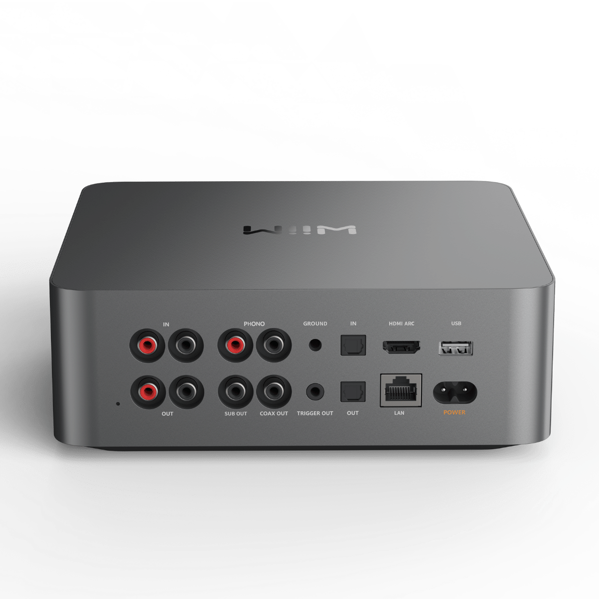 WiiM Ultra Wireless Audio Streamer and Digital Hub rear. showing inputs #colour_space grey