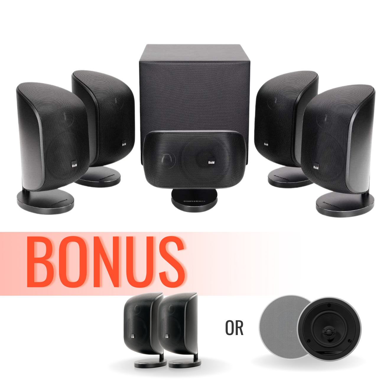 Bowers & Wilkins MT-50 5.1 Mini Home Theatre Speaker BONUS Package