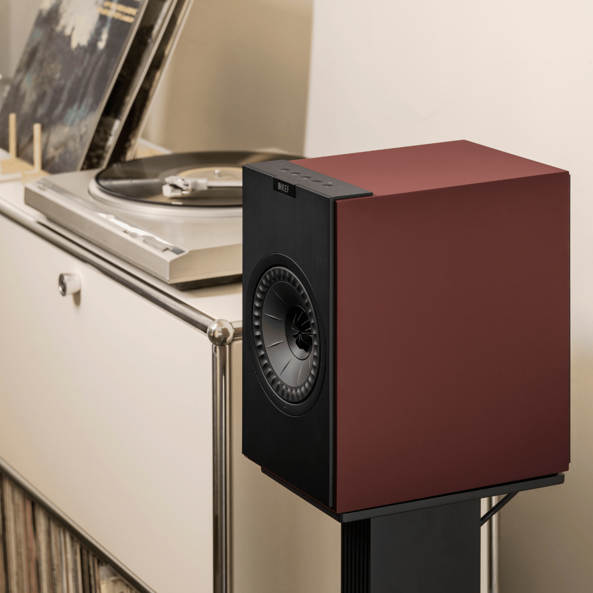 KEF Coda W Active Speakers #colour_Vintage Burgundy