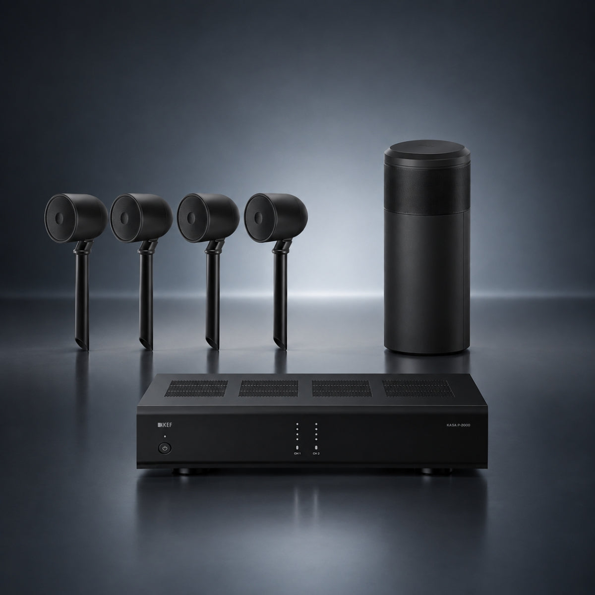 KEF Landscape P4Q 4.5” Uni-Q Satellite 4.1 Outdoor Speaker System with 2-Ch Amplifier