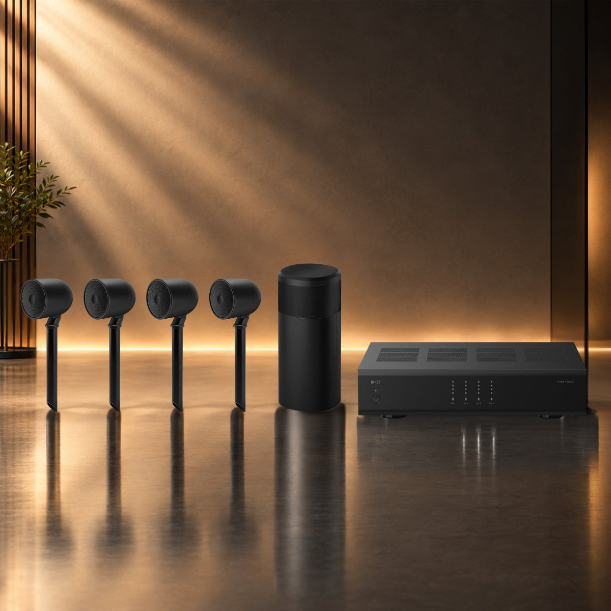KEF Landscape P6Q 6.5” Uni-Q Satellite 4.1 Outdoor Speaker System with 4-Ch Amplifier