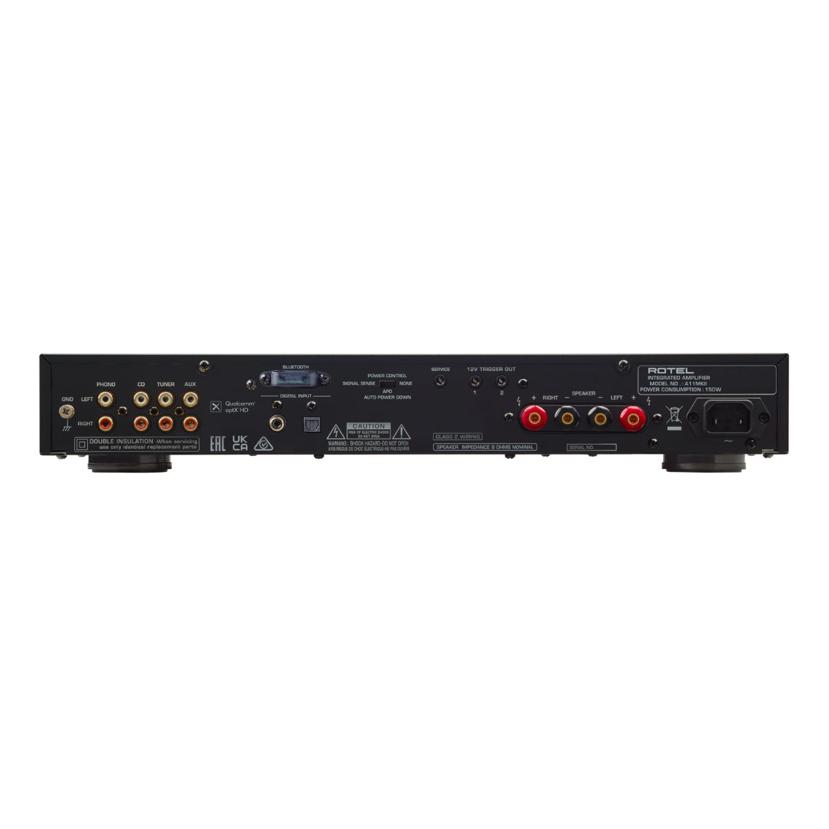 Rotel A11 MKII integrated amplifier rear panel -Silver 