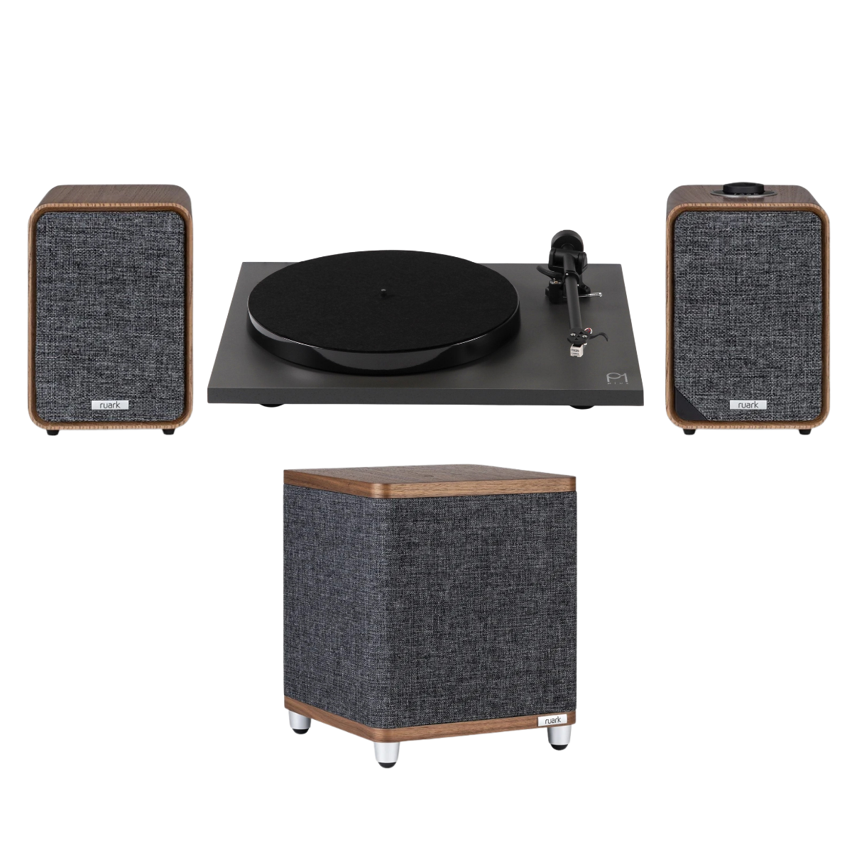 Ruark Pack 1 – MR1 MK3 Desktop Speakers, RS1 Subwoofer & Rega Planar 1 Plus Turntable